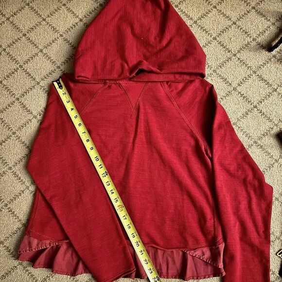 lululemon athletica red pullover hoodie with sueded cotton ruffles in back - 8 - Picture 5 of 12